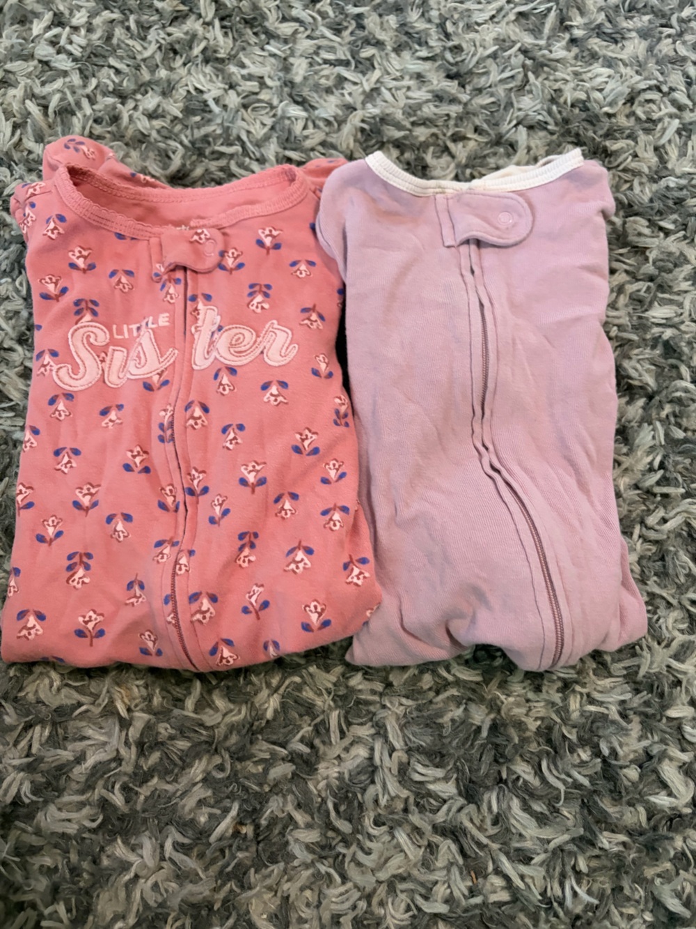 Carter's Pink and Lavender Floral Zip Pajama Set